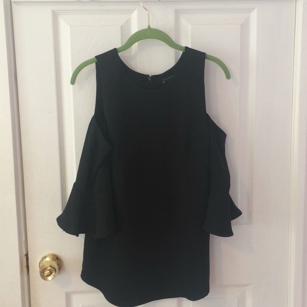 Black open shoulder/ bell sleeve top